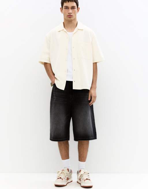 Pull&Bear - Jorts skater nero sbiadito