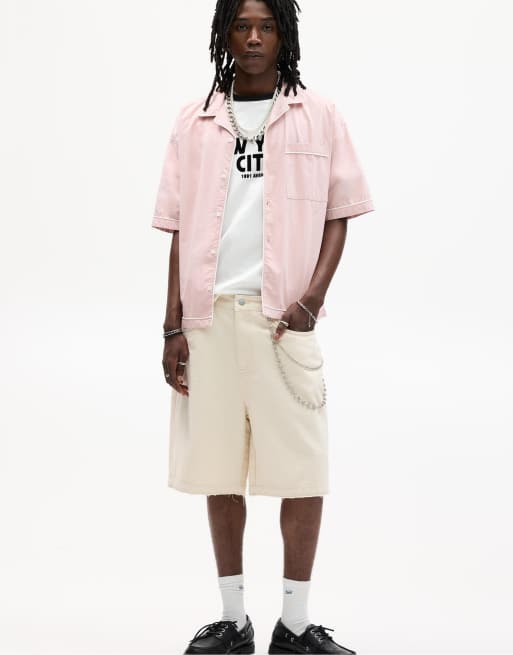 Pull&Bear - Jorts stile skater color bianco sporco