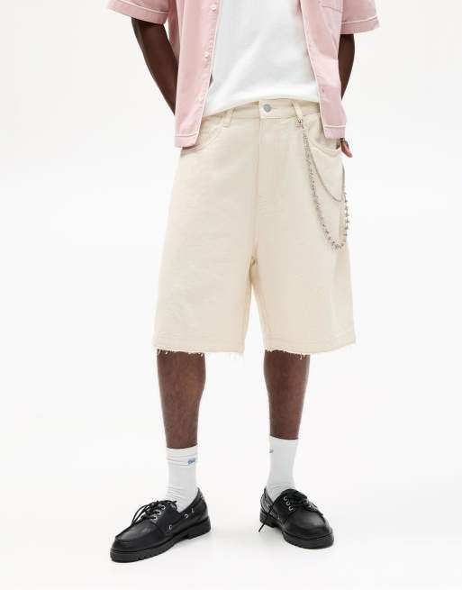 Pull&Bear - Jorts stile skater color bianco sporco