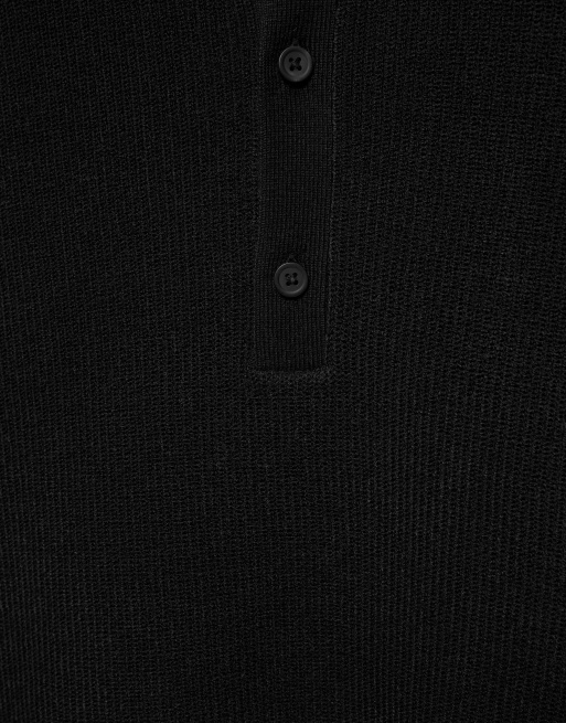 Pull&Bear jumper med henley-ringning i svart, 6 av 7