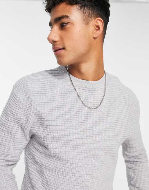 Grey discount waffle jumper