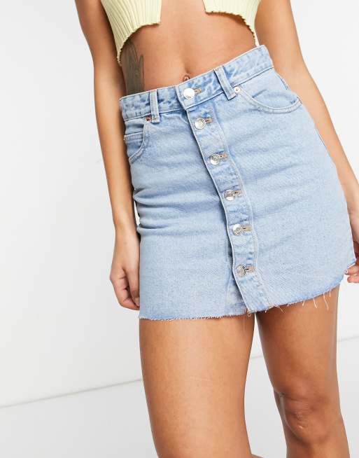 Pull Bear Jupe en jean boutonnee sur le devant Bleu ASOS