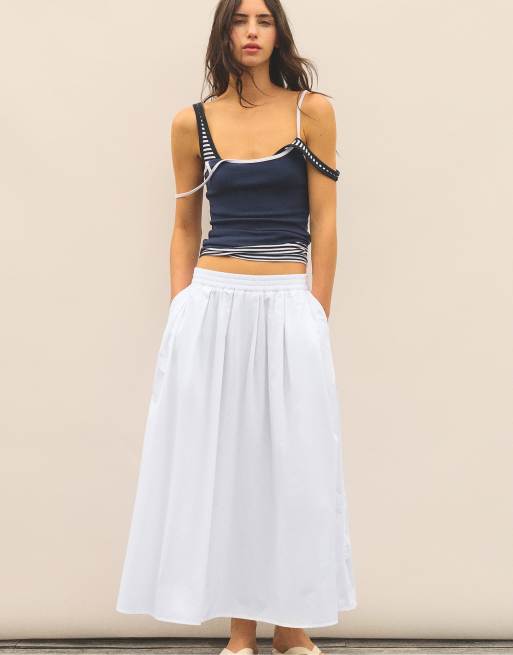 Pull&Bear - Jupe longue effet cape - Blanc, 7 de 7