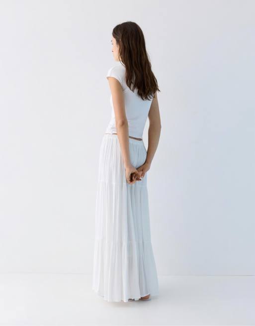 Pull&Bear - Jupe mi-longue à empiècements - Blanc, 2 de 4