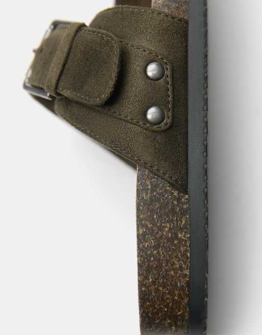 Pull&Bear – Kakifärgade sandaler med spänne, 4 av 4