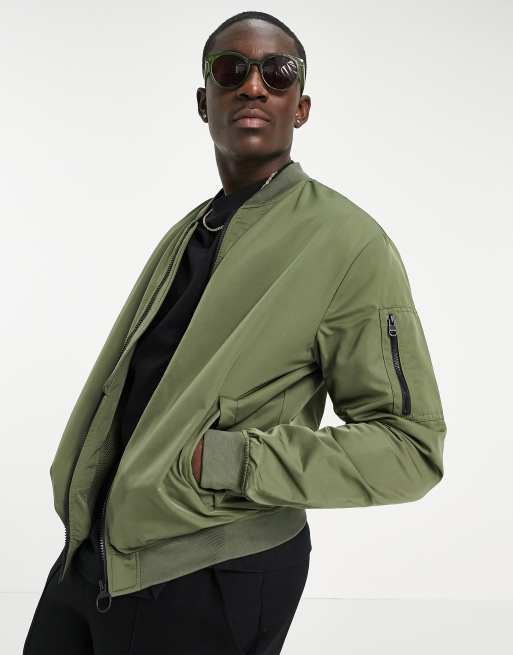 Pull&Bear - Kakifarvet bomber-jakke