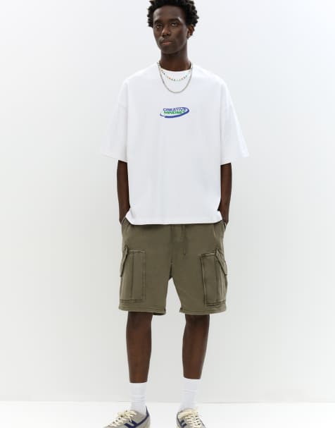 Pull&Bear - Kakigrønne afslappede cargo-bermudashorts - view 1