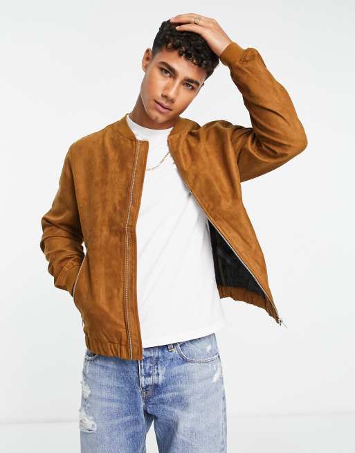 Pull&Bear – Kamelbrun bomberjacka i mockaimitation