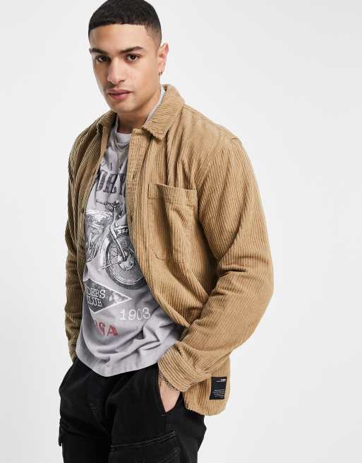 Pull&Bear Kamelbrun overshirt i manchester ASOS