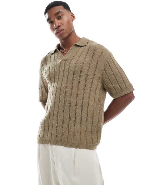 Pull&Bear - Kamelbrun polotrøje i strik - view 1