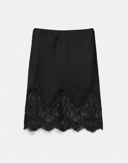 Pull&Bear kanten midirok in zwart, 4 van 6