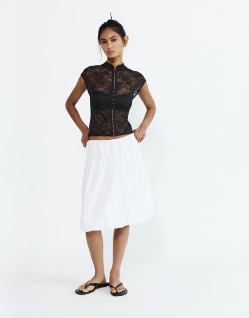 Pull&Bear - Kanten top in zwart, 4 van 4