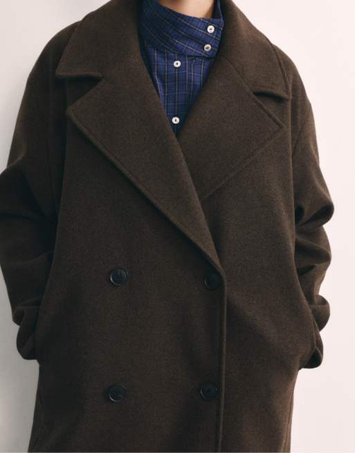 Pull&Bear kappa med dubbla knappar i burgundy, 7 av 7