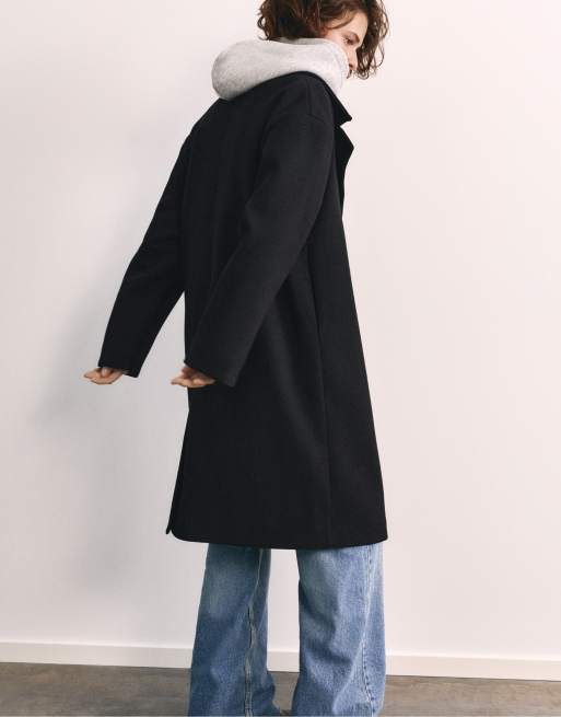 Pull&Bear kappa med dubbla knappar i svart, 5 av 7