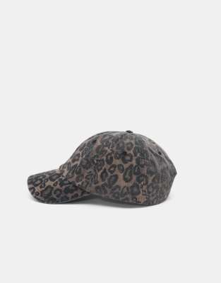 Pull & Bear - Kappe in Braun mit Leopardenmuster-Brown