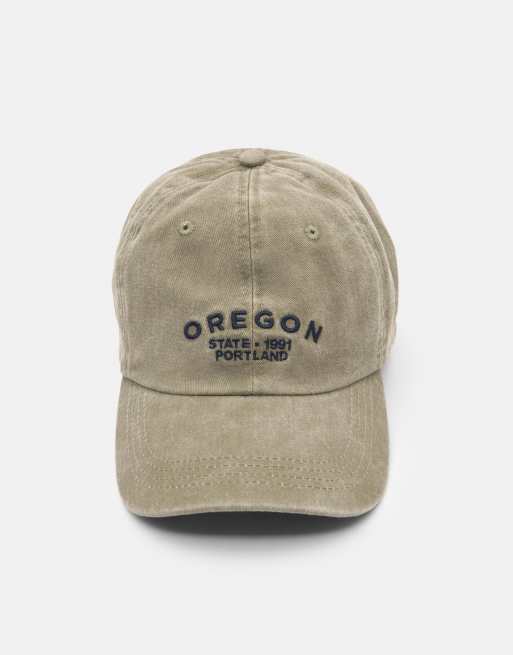 Pull&Bear – Kappe in Khaki mit „Oregon
