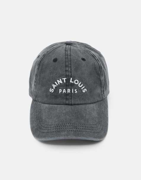 Pull&Bear – Kappe in Schwarz mit „Saint Louis Paris“-Schriftzug - view 1