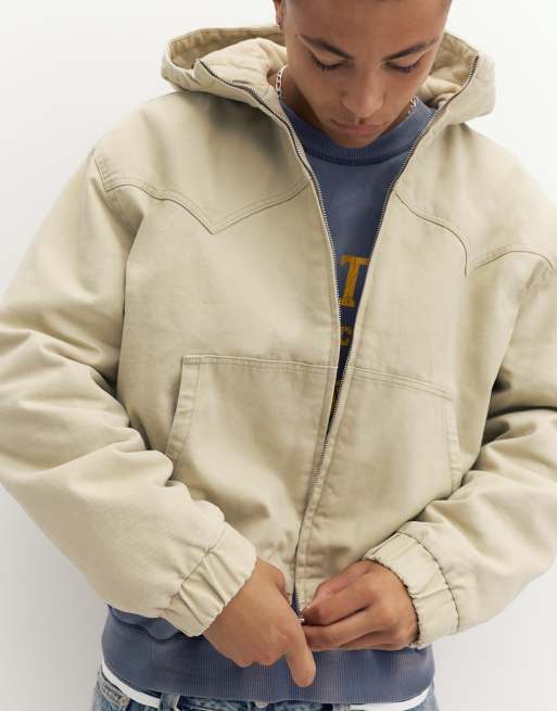 Pull&Bear Kapuzen-Bomberjacke in Sand, 3 von 7