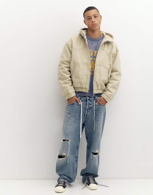 Pull&Bear Kapuzen-Bomberjacke in Sand, 4 von 7