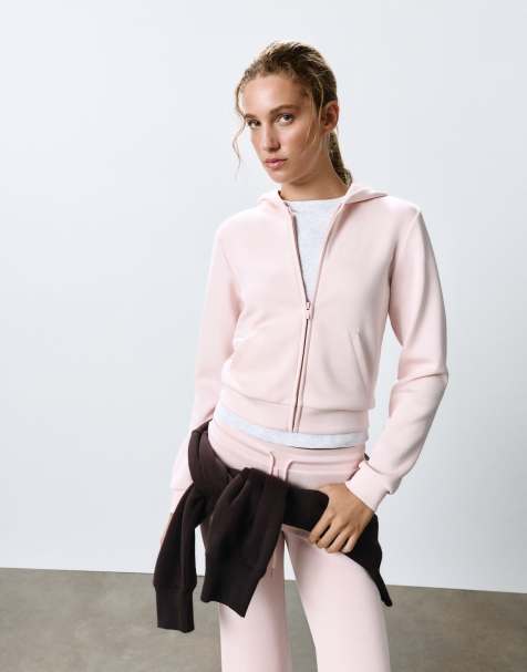Pull&Bear Kapuzen-Sweatshirt mit Reißverschluss in Rosapink - view 1