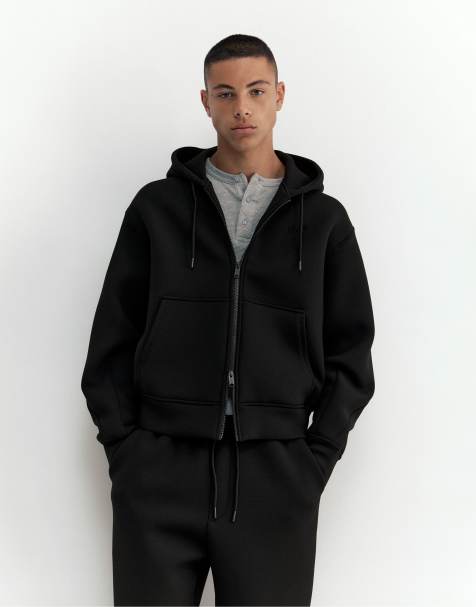 Pull&Bear Kapuzenjacke mit Reißverschluss in Schwarz - view 1