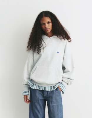 Pull & Bear - Kapuzenpullover in meliertem Grau mit „Pacific"-Print