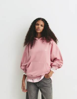 Pull & Bear - Kapuzenpullover in Mittelrosa mit „Pacific"-Print