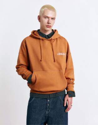Kapuzenpullover in Senfgelb mit „STWD"-Print mit Sternmotiven Gelb L