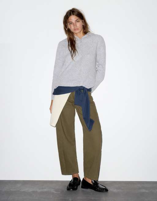 Pull&Bear Kapuzenpullover mit Knopfleiste in Grau, 4 von 7