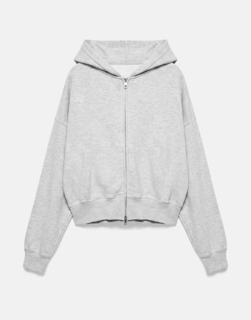 Pull&Bear Kapuzenpullover mit Reißverschluss in Graumeliert, 5 von 7