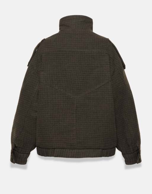Pull&Bear karierte Boxy-Jacke in Braun, 6 von 6
