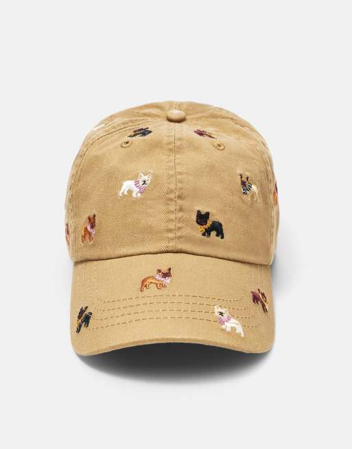 Pull&Bear kasket med hundehvalpebroderi i brun, 3 af 6