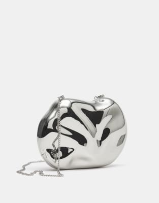 Pull & Bear - Kastenförmige Tasche in Silber-Bunt