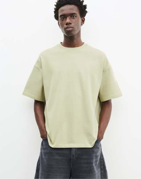 Pull&Bear – Kastiges, kurzärmliges T-Shirt in Grün - view 1