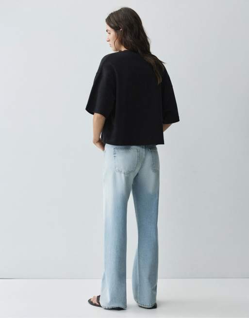Pull&Bear – Kastiges, kurzärmliges T-Shirt in Schwarz, 2 von 7