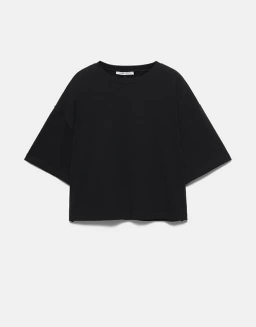 Pull&Bear – Kastiges, kurzärmliges T-Shirt in Schwarz, 5 von 7