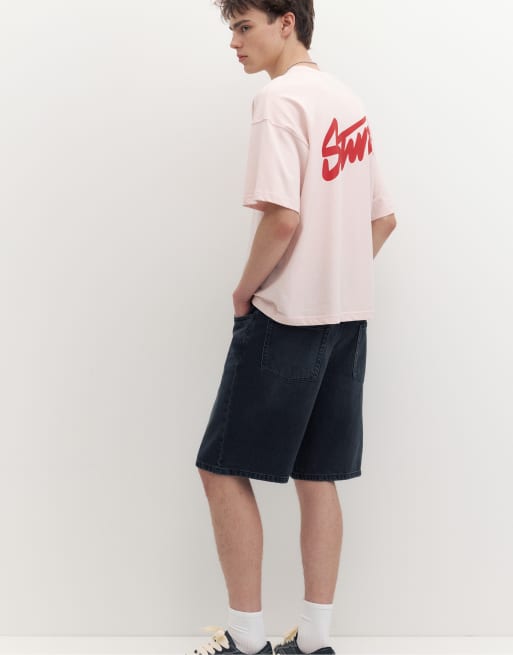 Pull&Bear – Kastiges Oversize-T-Shirt in Rosa mit „STWD“-Logo, 5 von 7