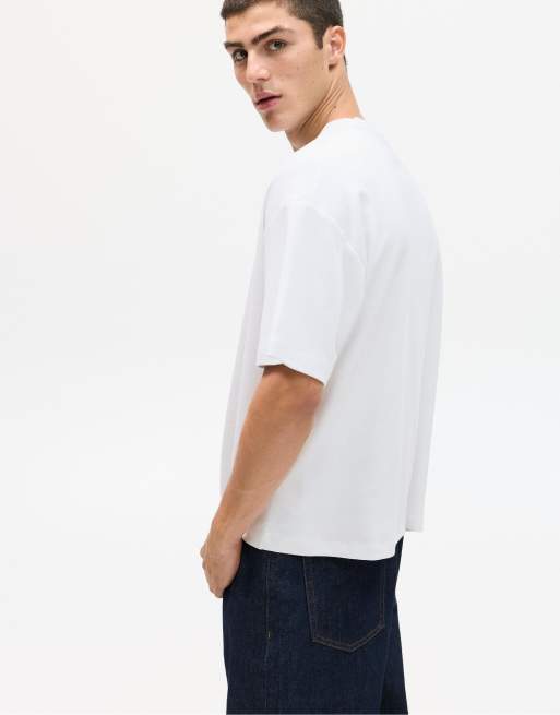 Pull&Bear – Kastiges Oversize-T-Shirt in Weiß, 3 von 4