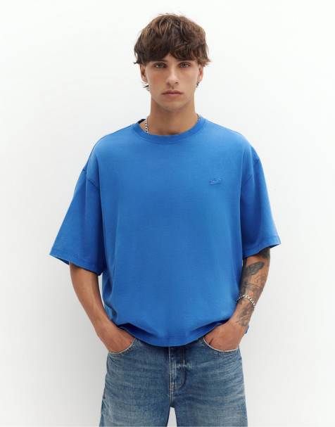 Pull&Bear – Kastiges T-Shirt in Indigoblau mit „STWD“-Logo - view 1