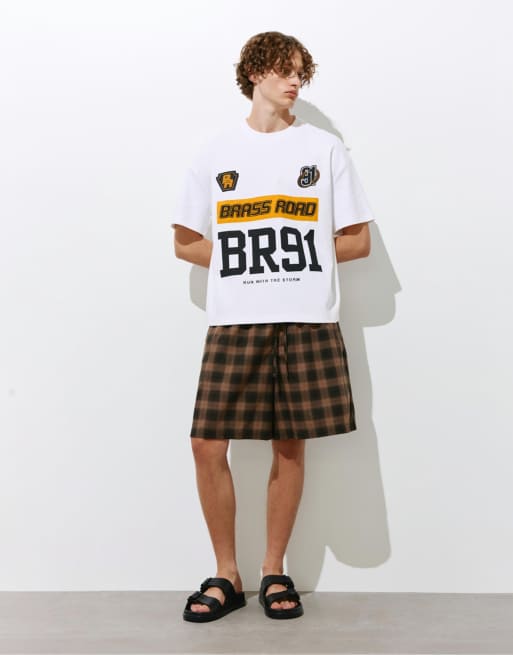 Pull&Bear – Kastiges T-Shirt in Weiß mit „Brass Road“-Print, 4 von 4