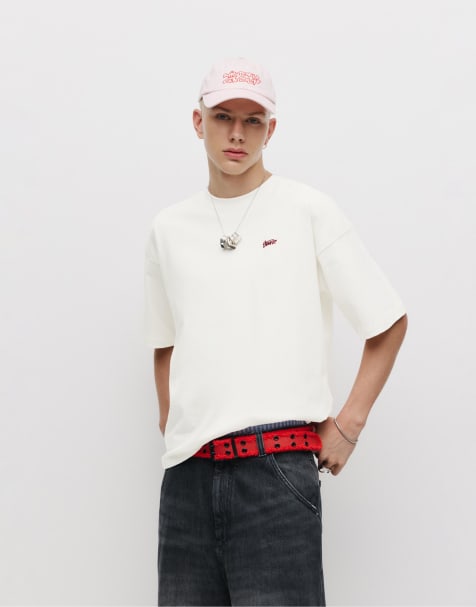Pull&Bear – Kastiges T-Shirt in Weiß mit „STWD“-Print - view 1