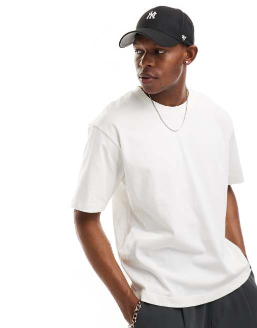 Pull&Bear – Kastiges T-Shirt in Weiß