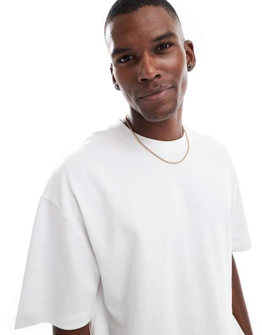 Pull&Bear – Kastiges T-Shirt in Weiß 