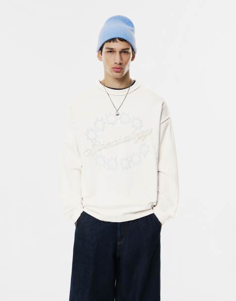 Pull&Bear – Kastiges T-Shirt in Wollweiß - view 1