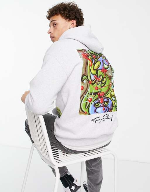 Pull&Bear – Kenny Scharf – Szara bluza z kapturem i nadrukiem na plecach
