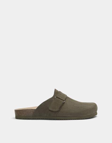 Pull&Bear – Khakifärgade tofflor med spännen - view 1