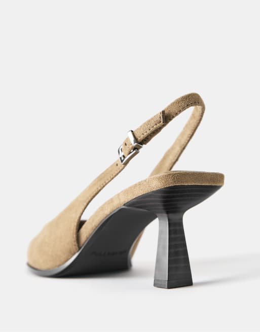 Pull&Bear Kitten heel slingback in sand, 4 of 4
