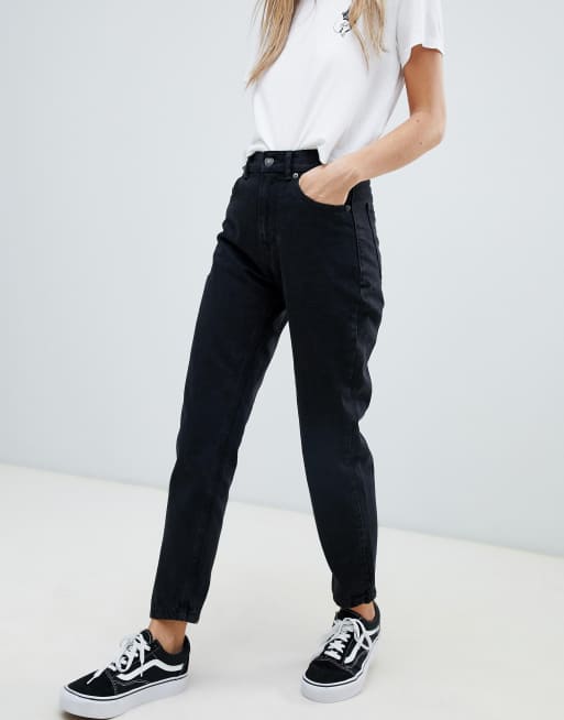 Pull&Bear - Klassieke  mom jeans in zwart