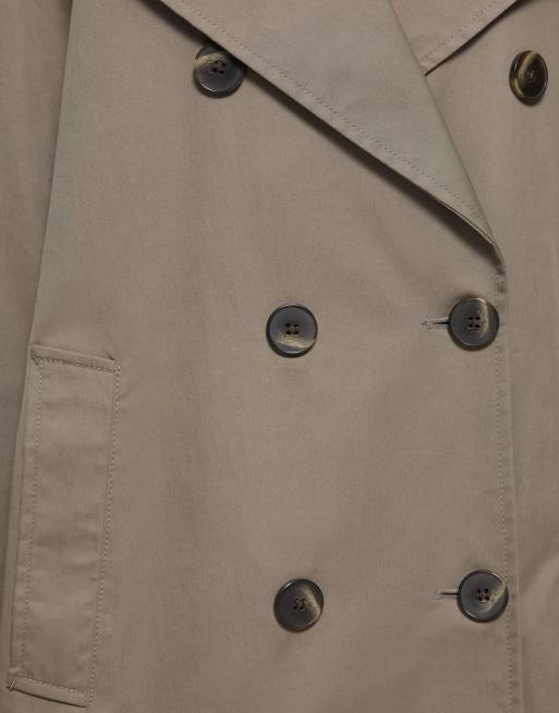 Pull&Bear klassisk trenchcoat i mullvadbrun, 5 av 6