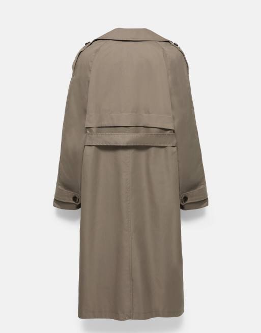 Pull&Bear klassisk trenchcoat i mullvadbrun, 6 av 6